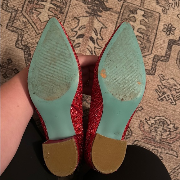 Betsey Johnson Red Glitter Ankle Booties - Picture 4 of 5